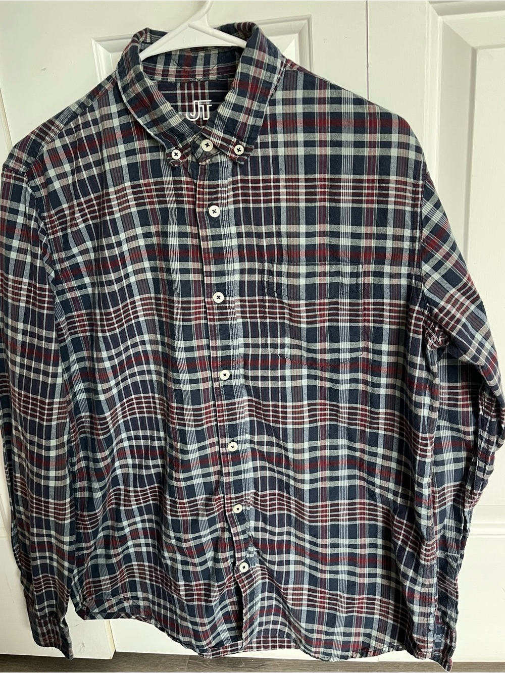 Jackthreads men’s medium navy blue, burgundy & gray button up